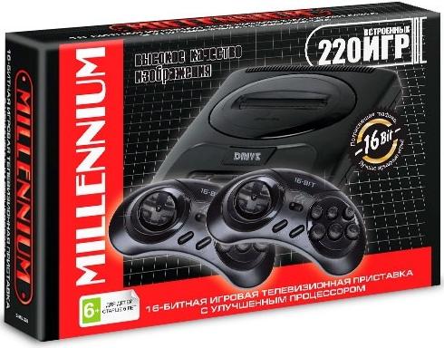 Игровая приставка 16 bit Super Drive Classic Millennium (220 в 1) + 2 геймпада (Черная)