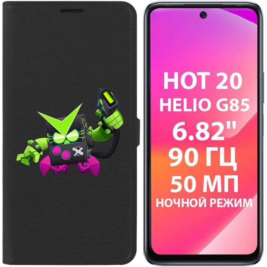 

Чехол-книжка Krutoff Eco Book для Infinix Hot 20 Brawl Stars-Вирус 8-БИТ (черный)