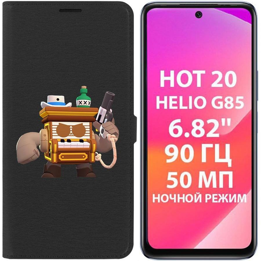 

Чехол-книжка Krutoff Eco Book для Infinix Hot 20 Brawl Stars-8-БИТ из салуна (черный)