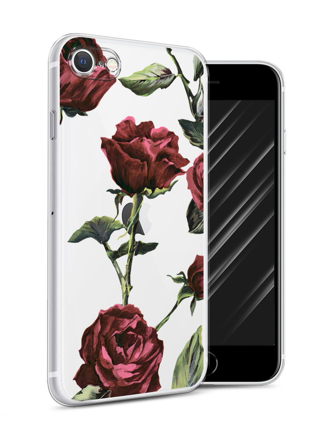 

Чехол Awog на Apple iPhone SE 2020 / Айфон SE 2020 "Бордовые розы фон", Красный, 12450-8