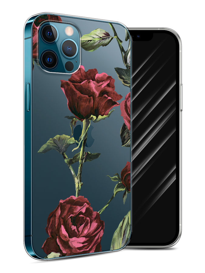

Чехол Awog на Apple iPhone 12 Pro / Айфон 12 Про "Бордовые розы фон", Красный, 12850-8
