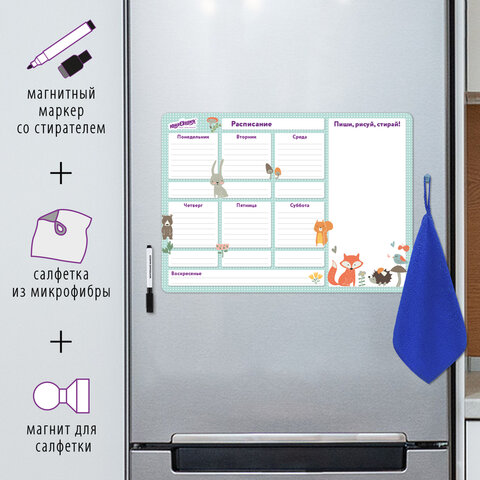 Планинг на холодильник магнитный РАСПИСАНИЕ 42х30 см, Юнландия, 237851, 2 шт