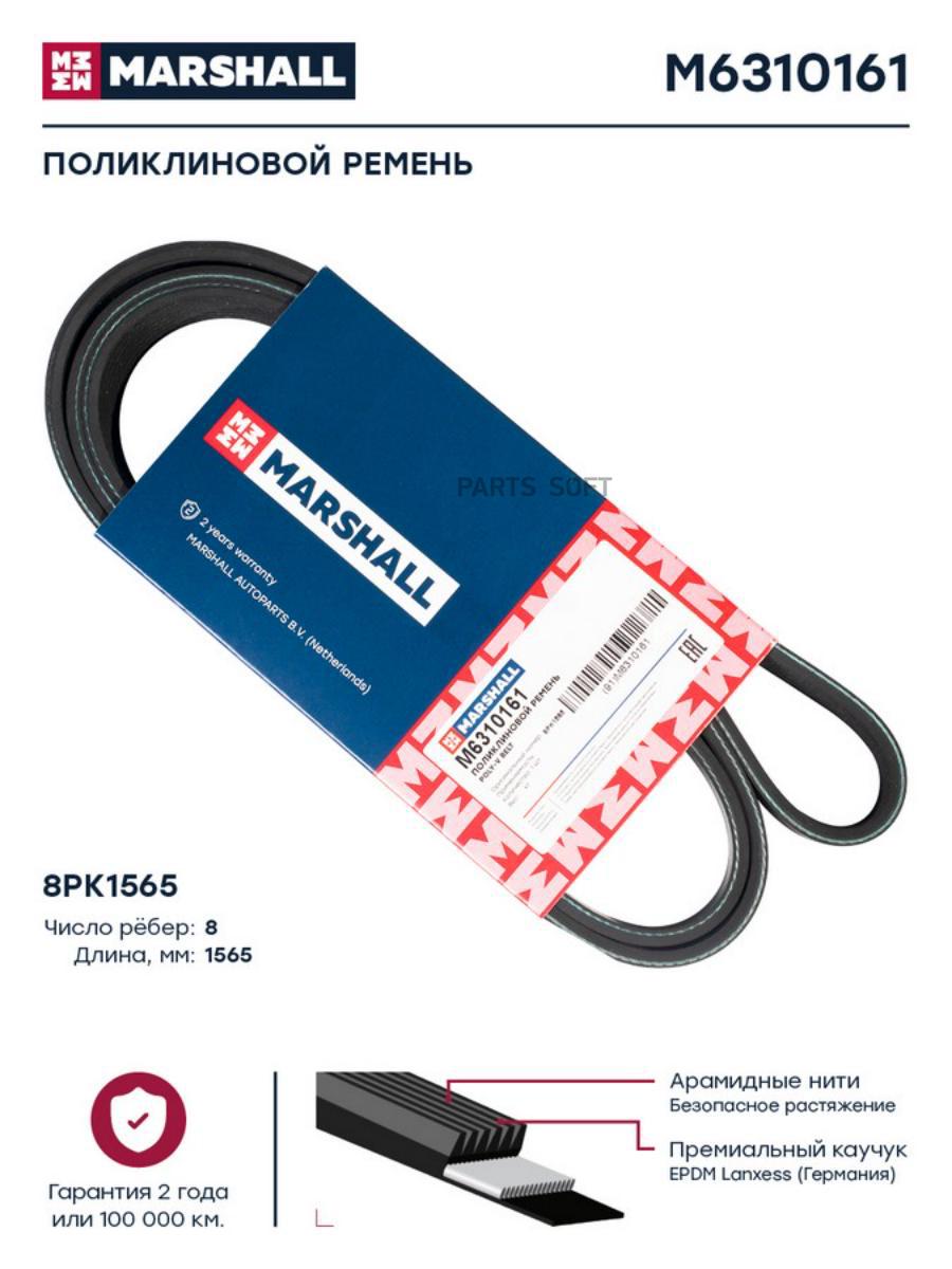 

M6310161_Поликлиновой ремень 8PK1565 (M6310161) MARSHALL Autoparts m6310161