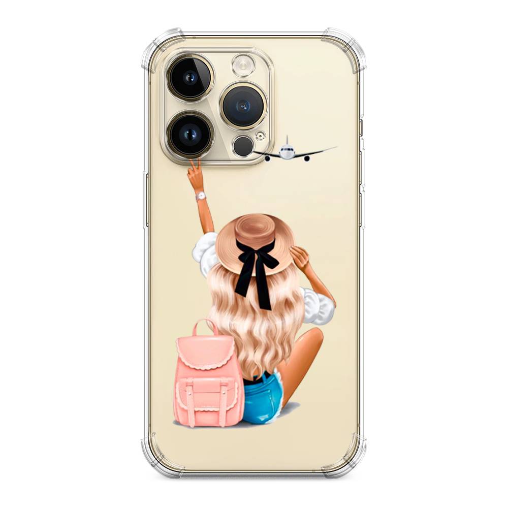 

Чехол Awog на Apple iPhone 14 Pro Max / Айфон 14 Про Макс "Автостопом самолетом", Бежевый;розовый;голубой, 15051-1