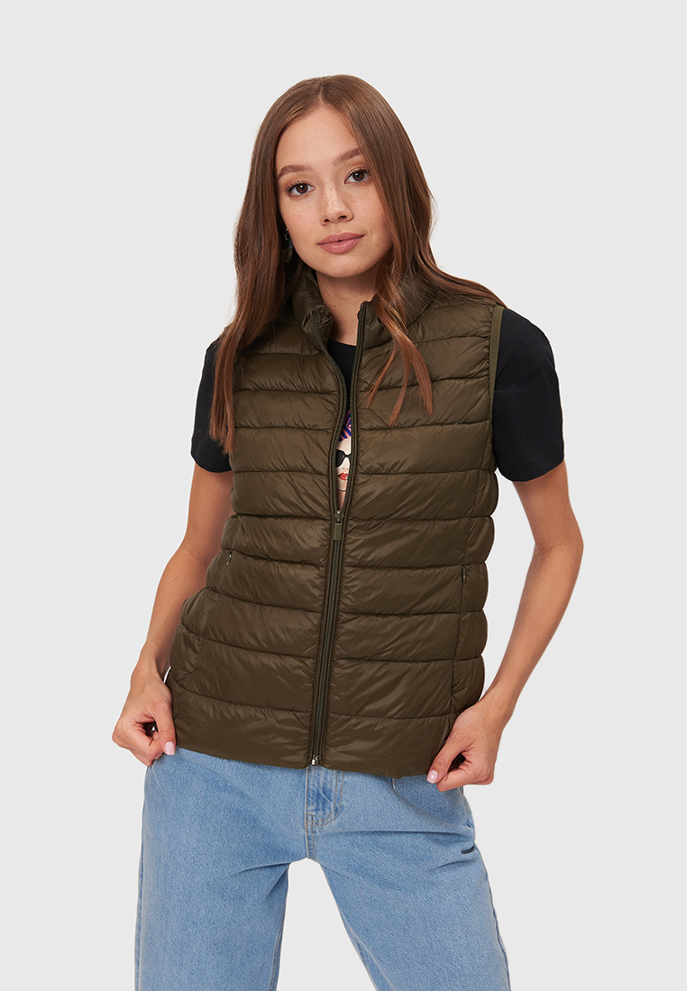 

Утепленный жилет женский Modis M211W00878 зеленый 44, M211W00878