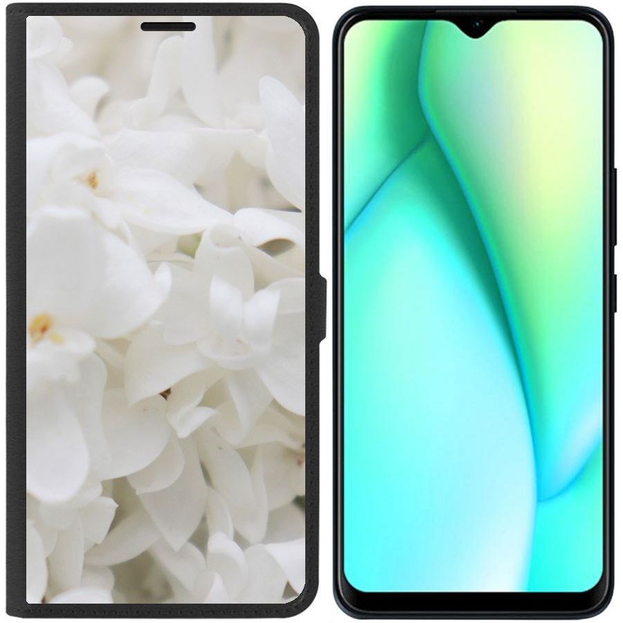 Чехол-книжка Krutoff Eco Book для Itel Vision 3 Plus Белые лилии (черный)