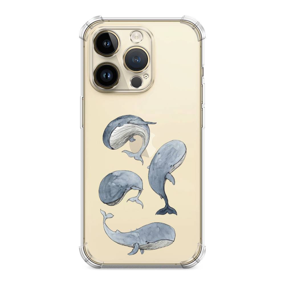 

Чехол Awog на Apple iPhone 14 Pro Max / Айфон 14 Про Макс "Киты", Белый;прозрачный;голубой, 15051-1