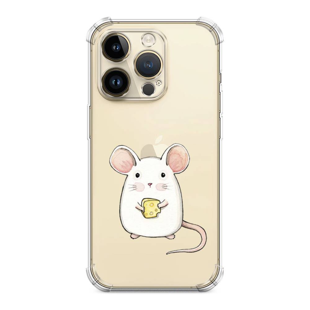 

Чехол Awog на Apple iPhone 14 Pro Max / Айфон 14 Про Макс "Мышка", Белый;розовый;прозрачный, 15051-1