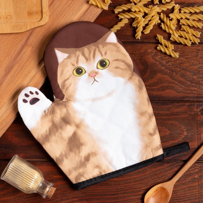 

Варежка Доляна Котики Муся 24x18 , 100% п/э, Бежевый;черный