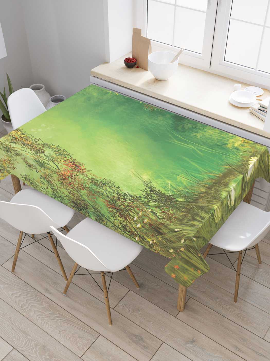 

Скатерть прямоугольная JoyArty "Среди лесной травы" из сатена, 180x145 см, Зеленый, Среди лесной травы