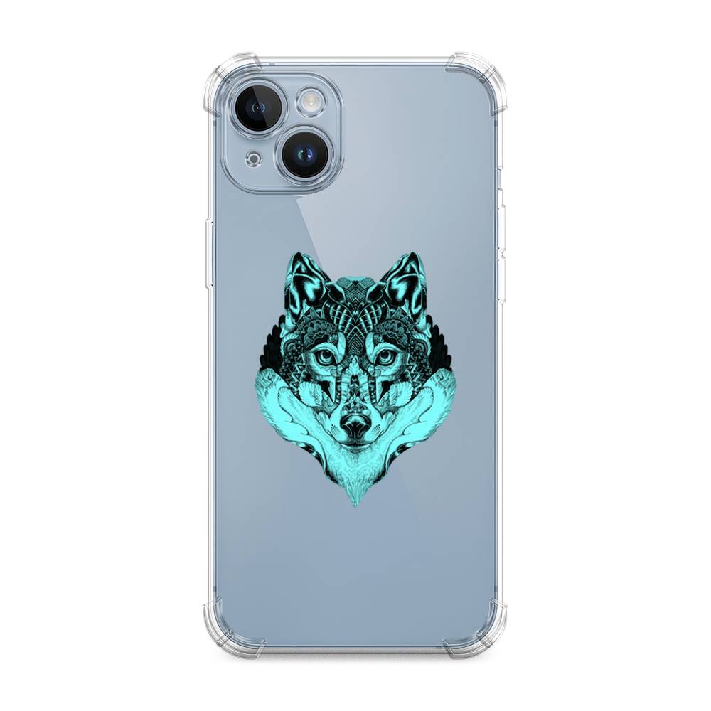 

Чехол Awog на Apple iPhone 14 / Айфон 14 "Бирюзовый волк", Голубой;черный, 15151-1