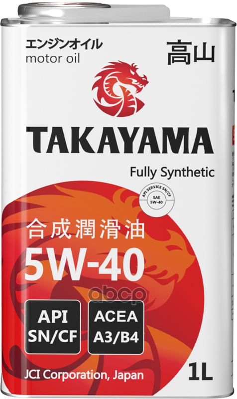 Моторное масло TAKAYAMA синтетическое 5W40 Sn/Cf 1л