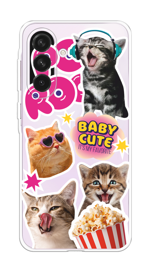 

Чехол на Samsung Galaxy A56 5G "Popcorn cats", Серый;коричневый;розовый, 2110850-1