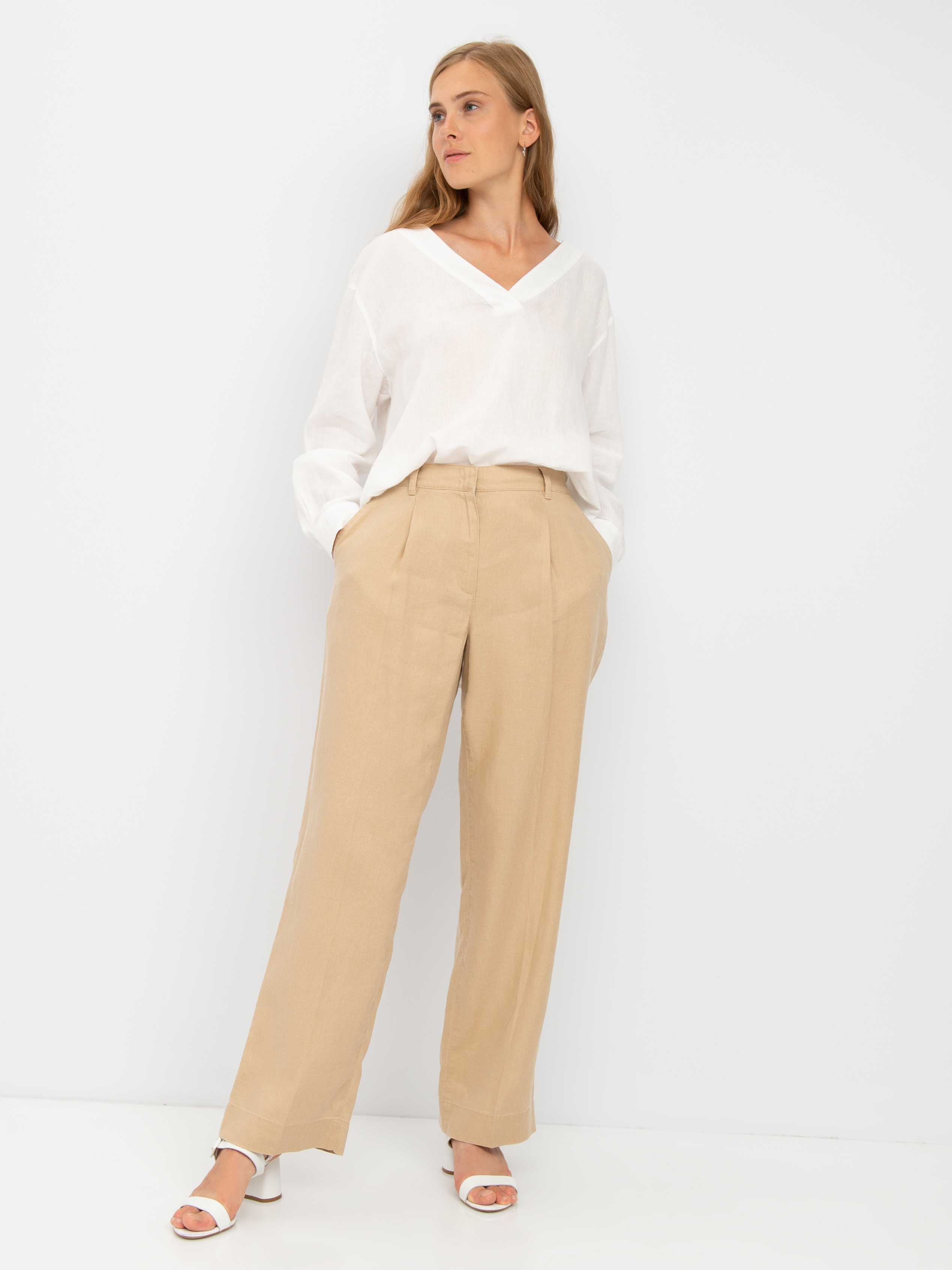 

Брюки женские Gerry Weber 822001-66225 бежевые 36, Бежевый, 822001-66225