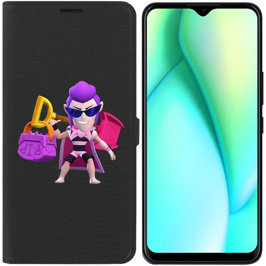 

Чехол-книжка Krutoff Eco Book для Itel Vision 3 Plus Brawl Stars-Пляжный Мортис (черный)