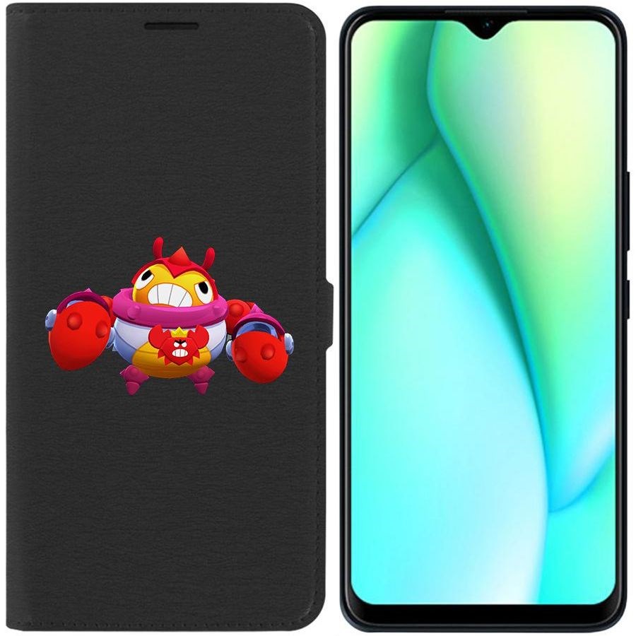 

Чехол-книжка Krutoff Eco Book для Itel Vision 3 Plus Brawl Stars-Краб Тик (черный)