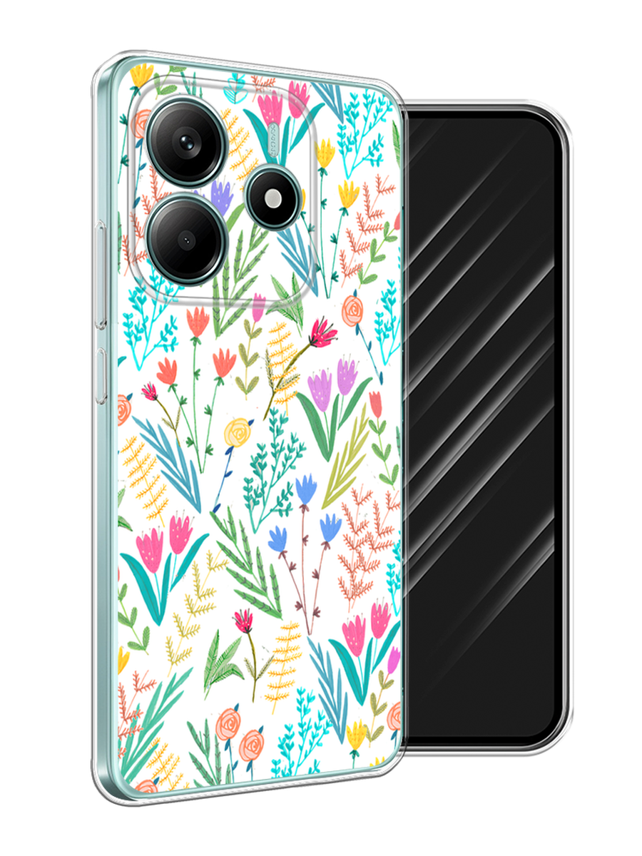 

Чехол Awog на Xiaomi Redmi Note 14 4G "Полевые цветы рисунок", Белый;зеленый, 324150-1