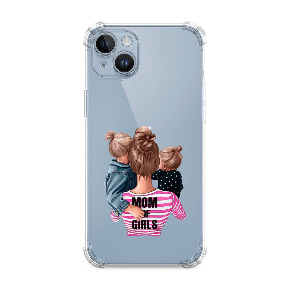 

Чехол Awog на Apple iPhone 14 Plus / Айфон 14 Плюс "Mom of Girls", Синий;розовый;черный, 15351-1