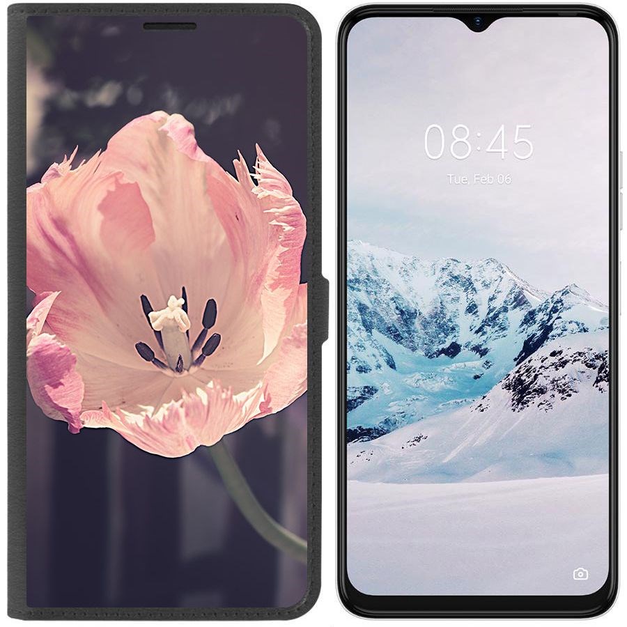 

Чехол-книжка Krutoff Eco Book для Tecno Spark 9 Pro Тюльпан (черный)