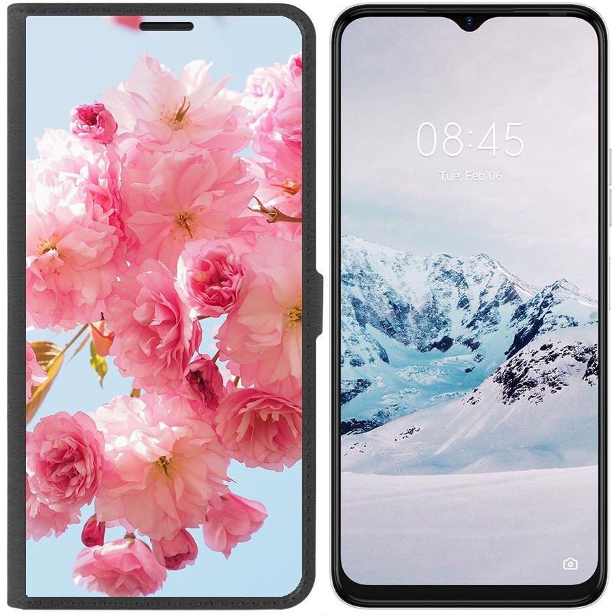 

Чехол-книжка Krutoff Eco Book для Tecno Spark 9 Pro Сакура (черный)