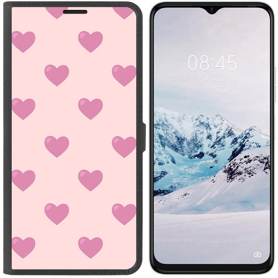 

Чехол-книжка Krutoff Eco Book для Tecno Spark 9 Pro Пурпурные сердца (черный)