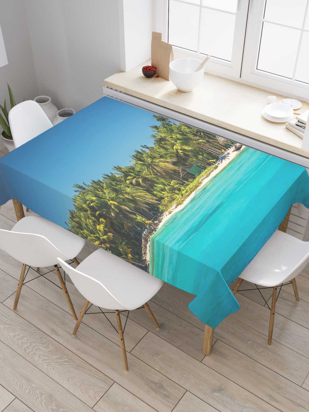 

Скатерть прямоугольная JoyArty "Пляжная жизнь" из сатена, 180x145 см, Белый, Пляжная жизнь