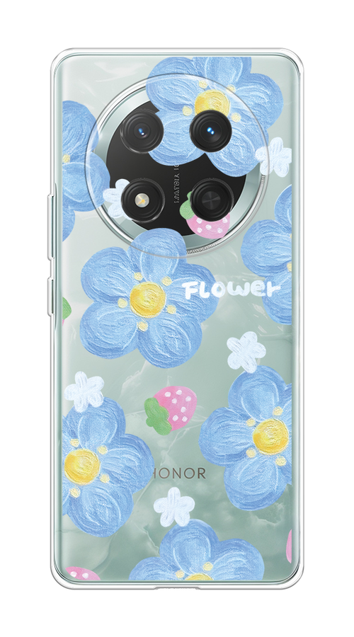 

Чехол на Honor X9C/X60 Pro "Цветы и клубники", Прозрачный;голубой;белый, 6125350-1