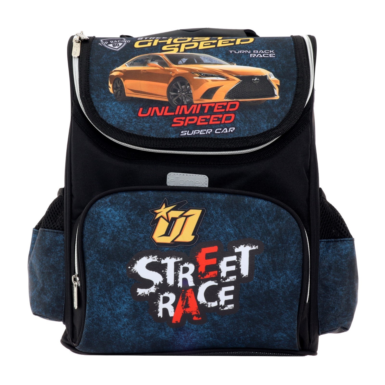

Ранец Стандарт Attomex Lite 34 х 27 х 20 мм, Street Race, чёрный/синий