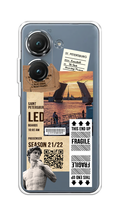 

Чехол на Asus ZenFone 9 "Санкт-Петербург коллаж", Коричневый;бежевый;белый, 44850-6