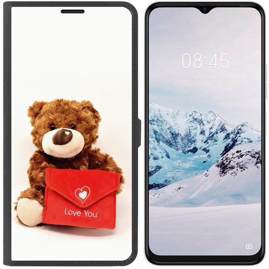 

Чехол-книжка Krutoff Eco Book для Tecno Spark 9 Pro Медвежонок тебя любит (черный)