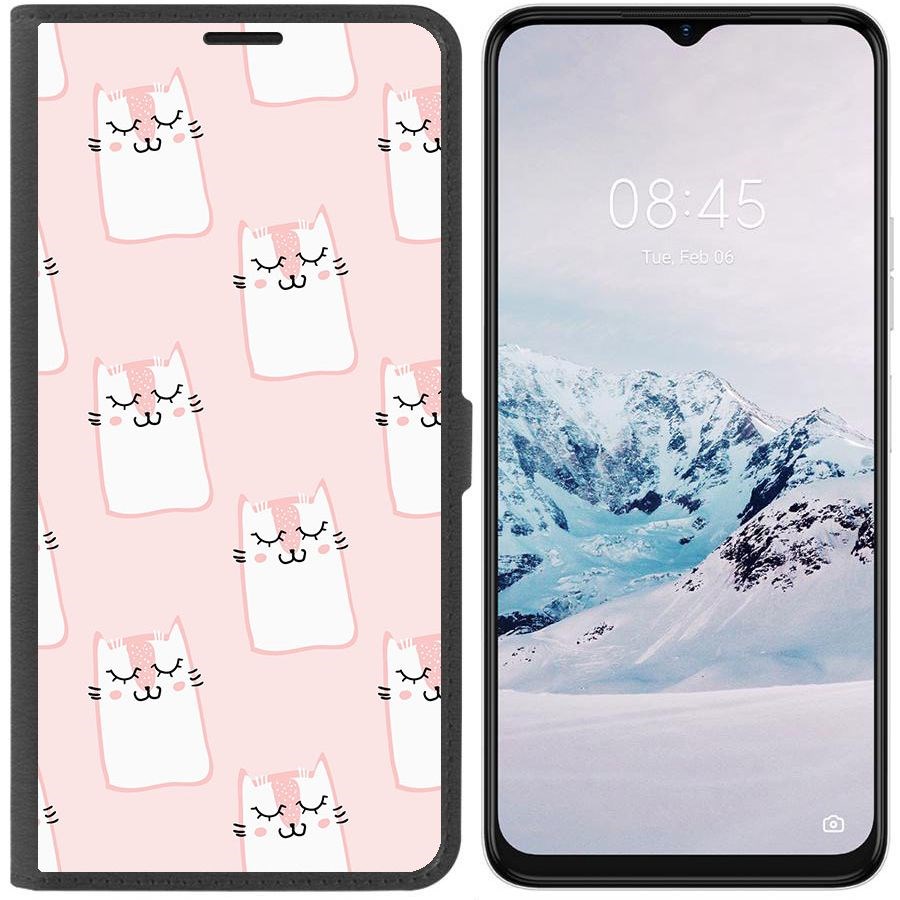

Чехол-книжка Krutoff Eco Book для Tecno Spark 9 Pro Котики паттерн (черный)