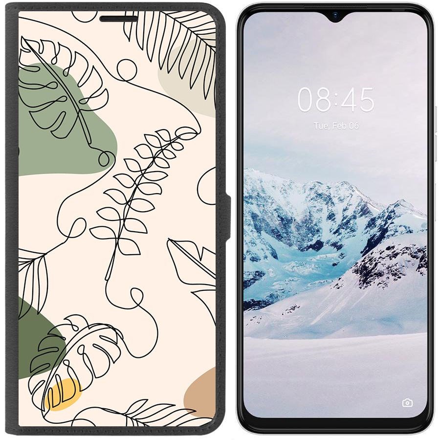

Чехол-книжка Krutoff Eco Book для Tecno Spark 9 Pro Линия весны (черный)