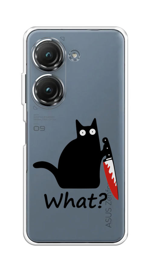 

Чехол на Asus ZenFone 9 "Котик с ножом", Черный;красный, 44850-6