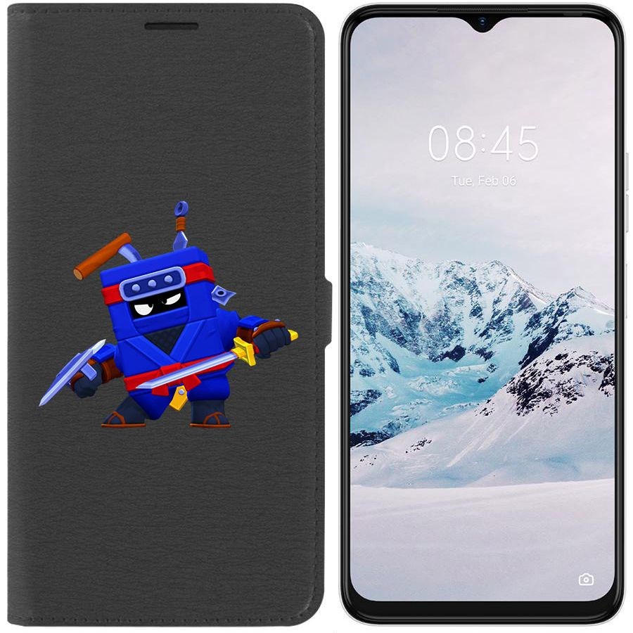 

Чехол-книжка Krutoff Eco Book для Tecno Spark 9 Pro Brawl Stars-Ниндзя Эш (черный)