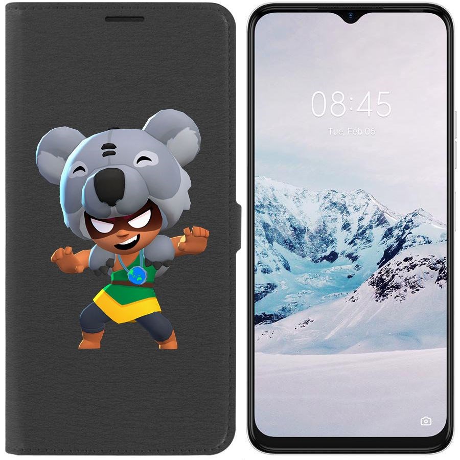 

Чехол-книжка Krutoff Eco Book для Tecno Spark 9 Pro Brawl Stars-Нита Коала (черный)
