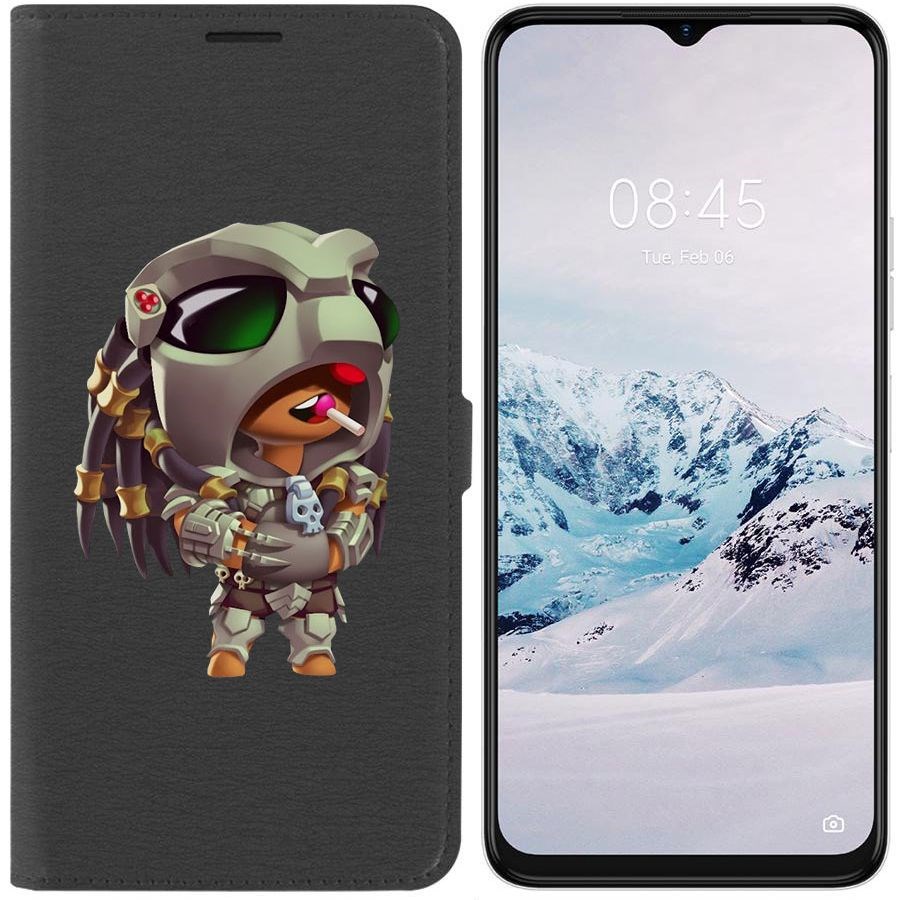 

Чехол-книжка Krutoff Eco Book для Tecno Spark 9 Pro Brawl Stars-Леон Хищник (черный)