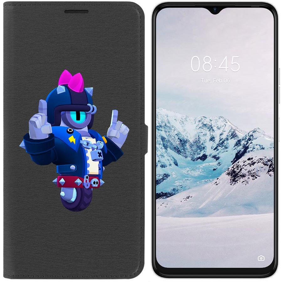 

Чехол-книжка Krutoff Eco Book для Tecno Spark 9 Pro Brawl Stars-Дикий Сту (черный)