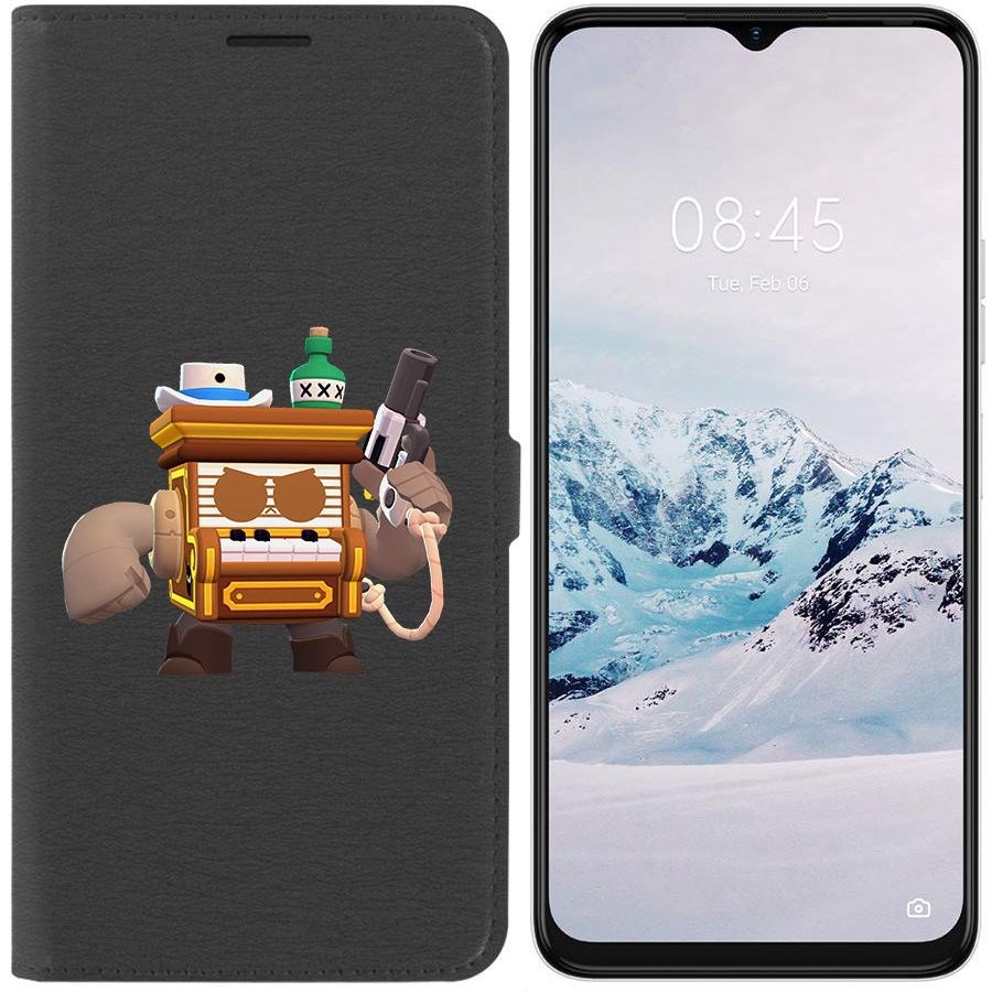 

Чехол-книжка Krutoff Eco Book для Tecno Spark 9 Pro Brawl Stars-8-БИТ из салуна (черный)