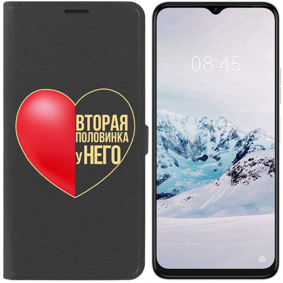 

Чехол-книжка Krutoff Eco Book для Tecno Spark 9 Pro Половинка у него (черный)