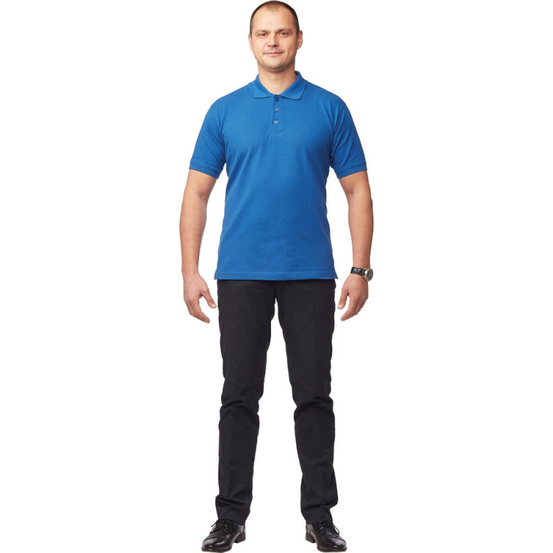 Рубашка Поло (190г.) с коротким рукавом васил.(XXL), NoBrand, синий, хлопок  - купить