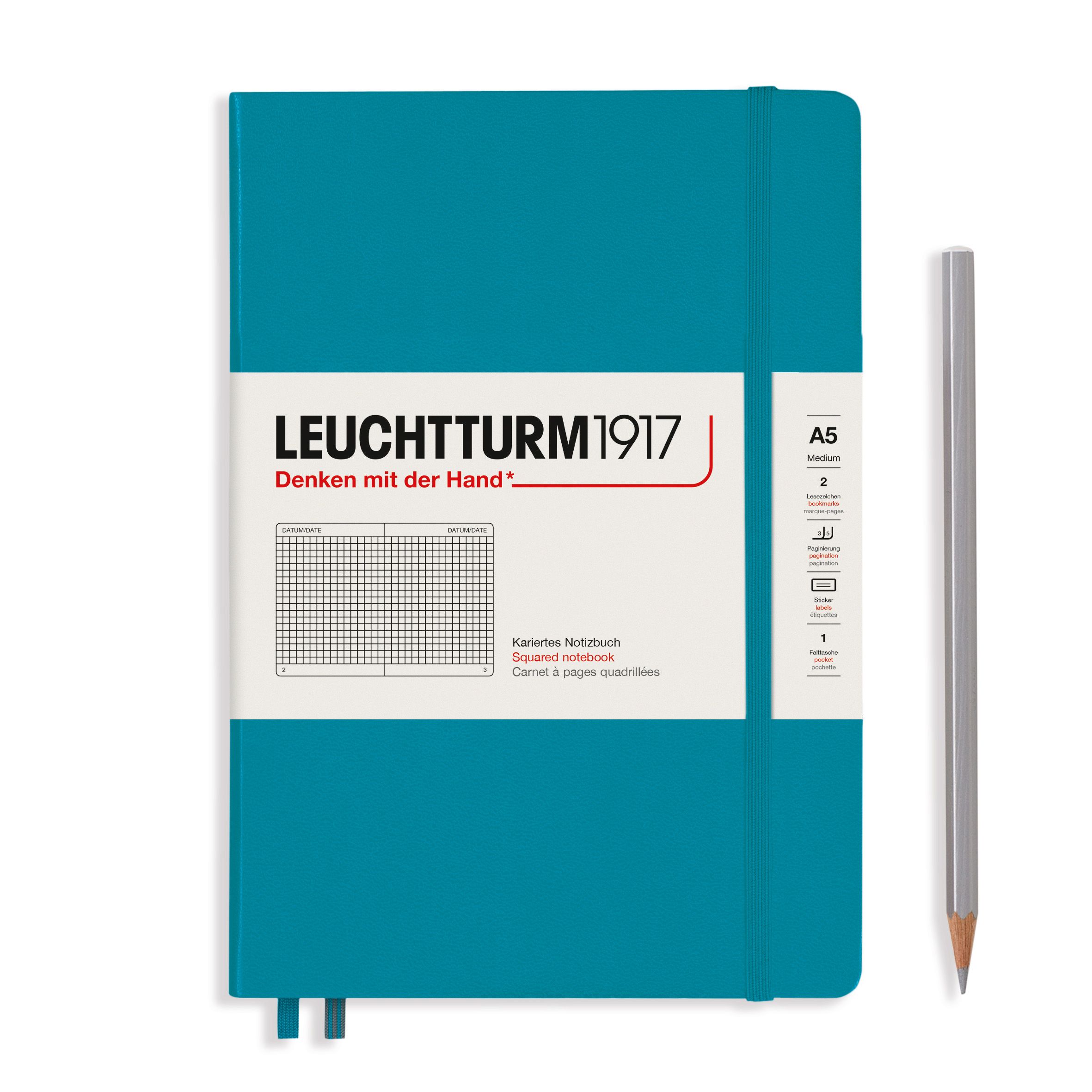 

Блокнот Leuchtturm Smooth Colours А5 (в клетку) 125л синий океан твердая обложка