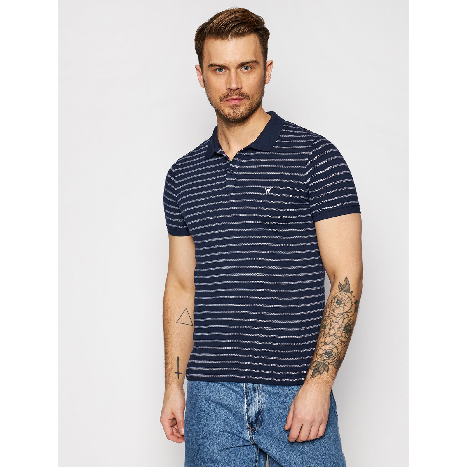 фото Футболка-поло мужская ss yd stripe polo navy wrangler синяя s