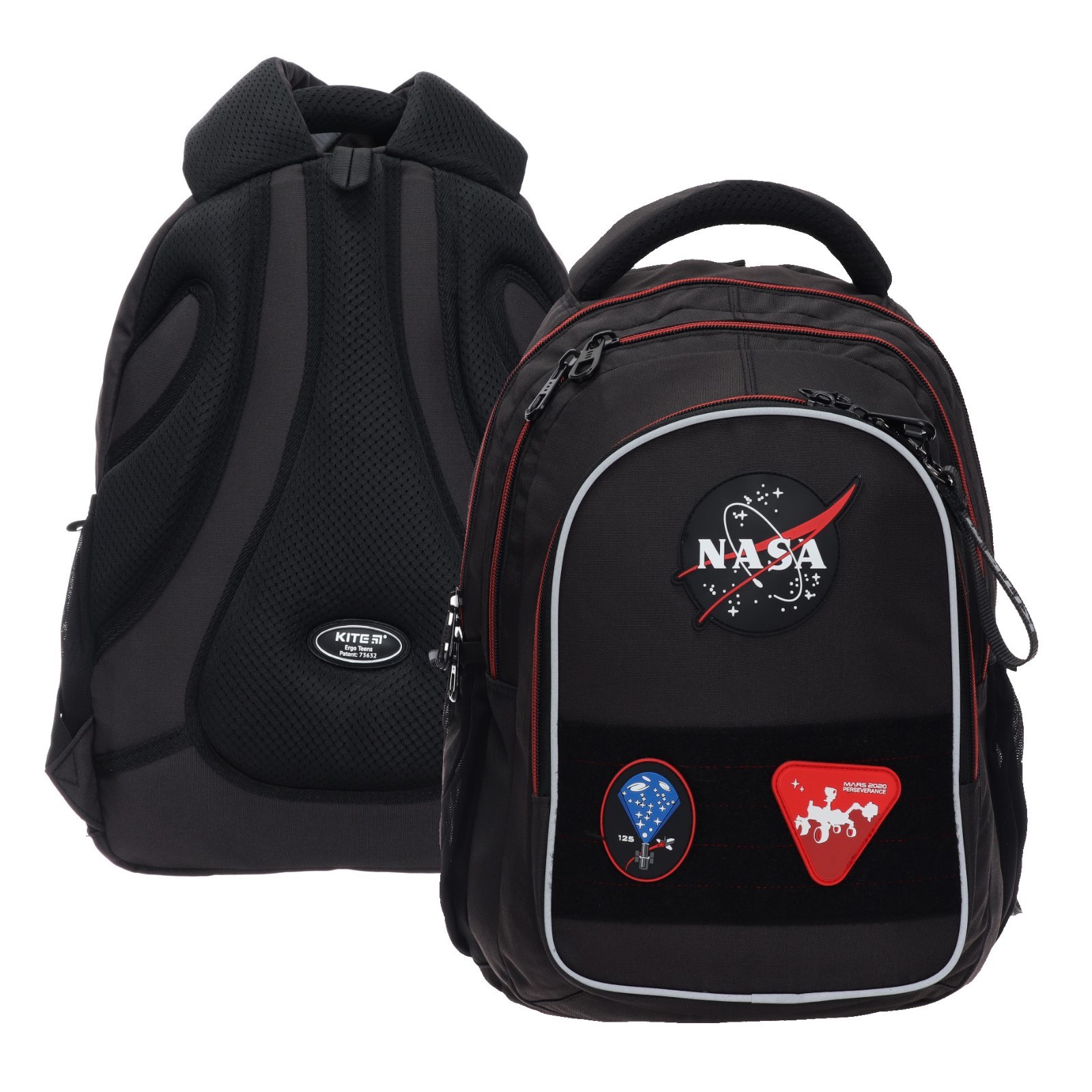

Рюкзак школьный NASA, 40 х 29 х 17 см, эргономичная спинка, чёрный