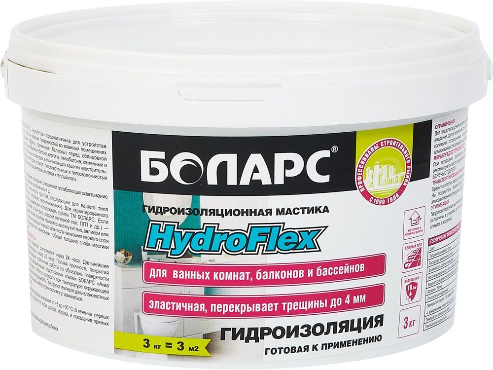 фото Боларс hydroflex гидроизоляционная полимерная мастика эластичная (3кг)