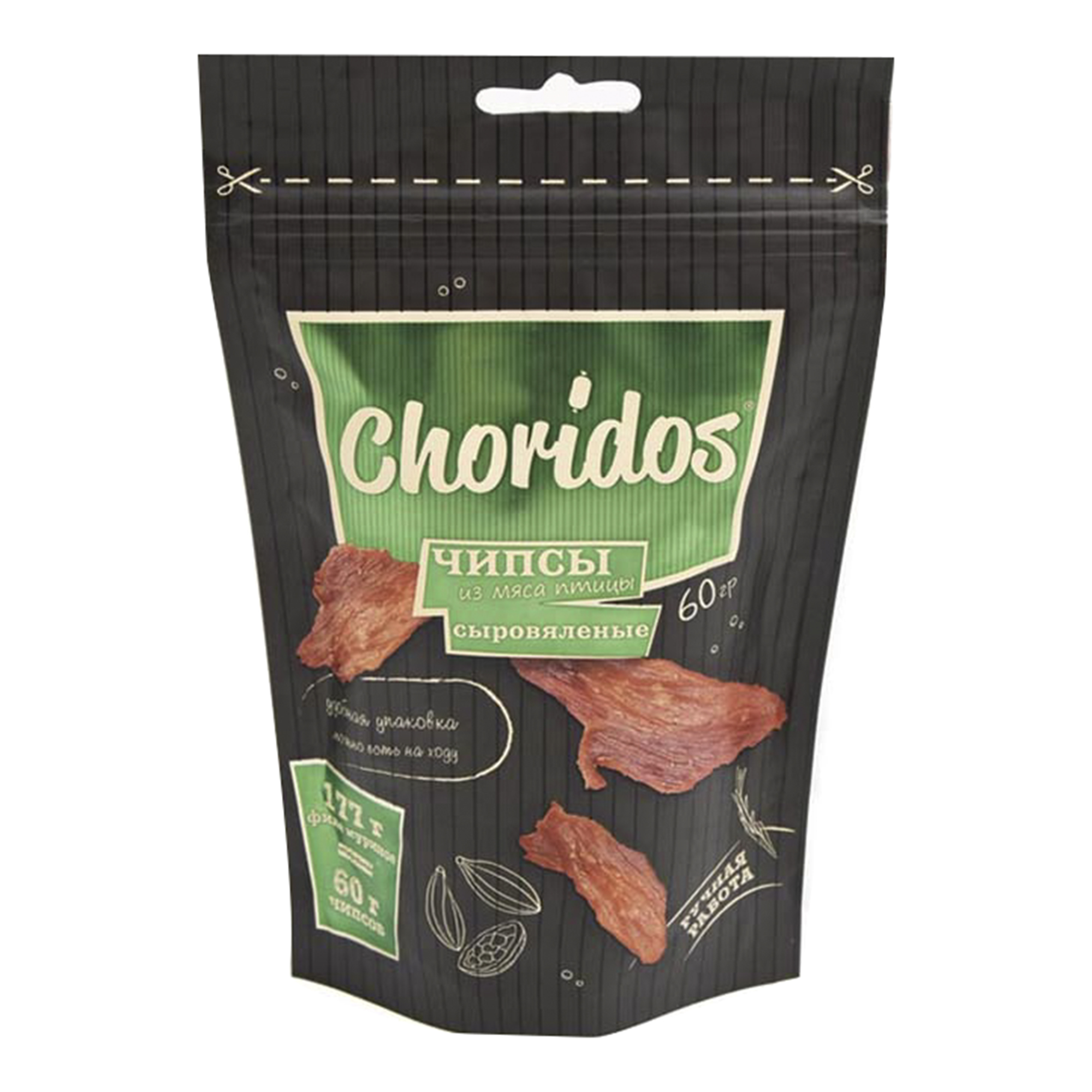 

Мясные чипсы Choridos из мяса птицы сыровяленые 60 г