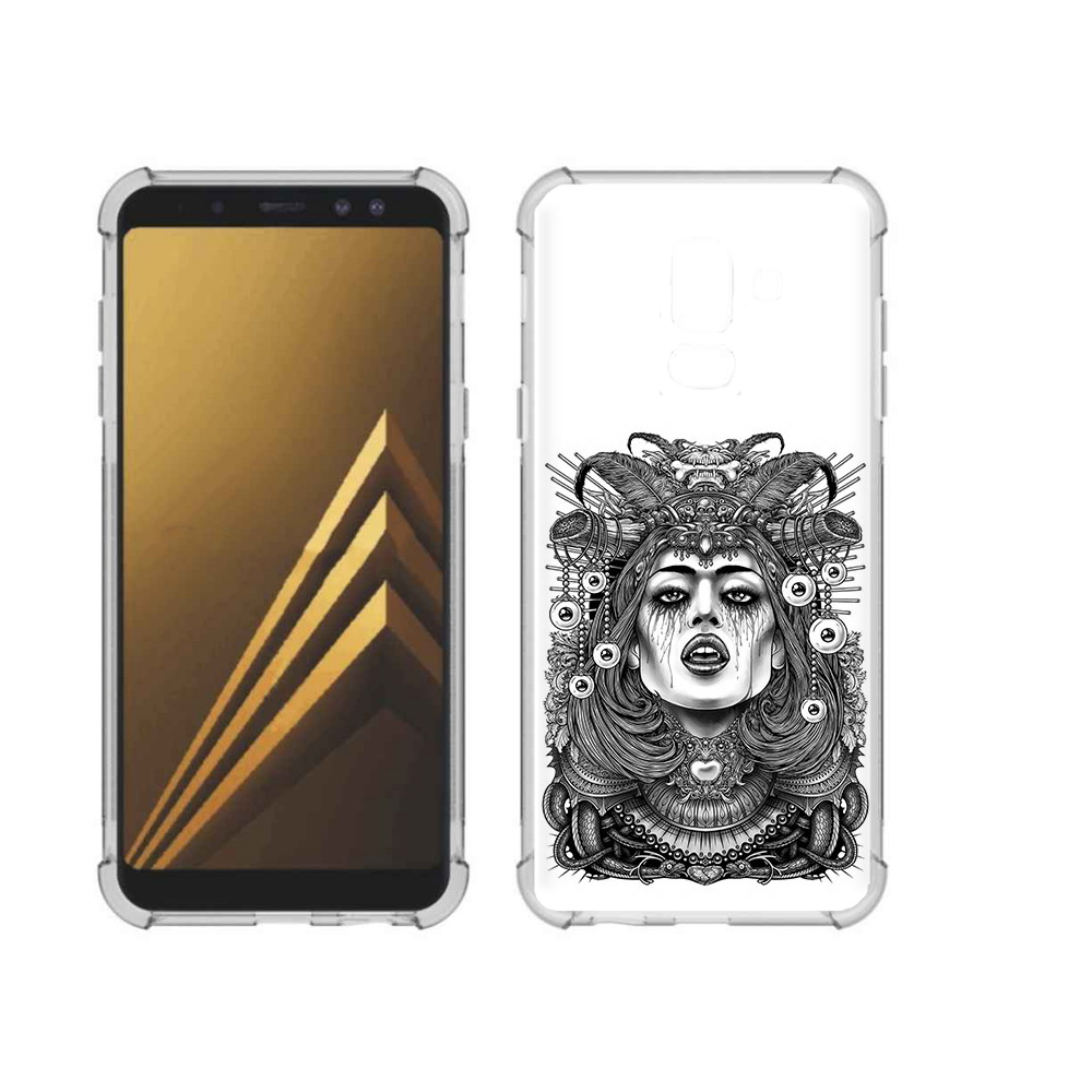

Чехол MyPads Tocco для Samsung Galaxy A6+ (2018) портрет девушки черно белый, Прозрачный, Tocco