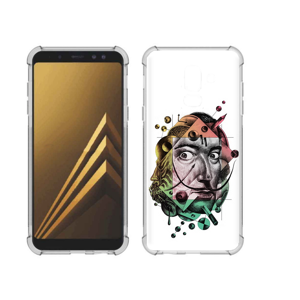 

Чехол MyPads Tocco для Samsung Galaxy A6+ (2018) разноцветное лицо абстракция, Прозрачный, Tocco