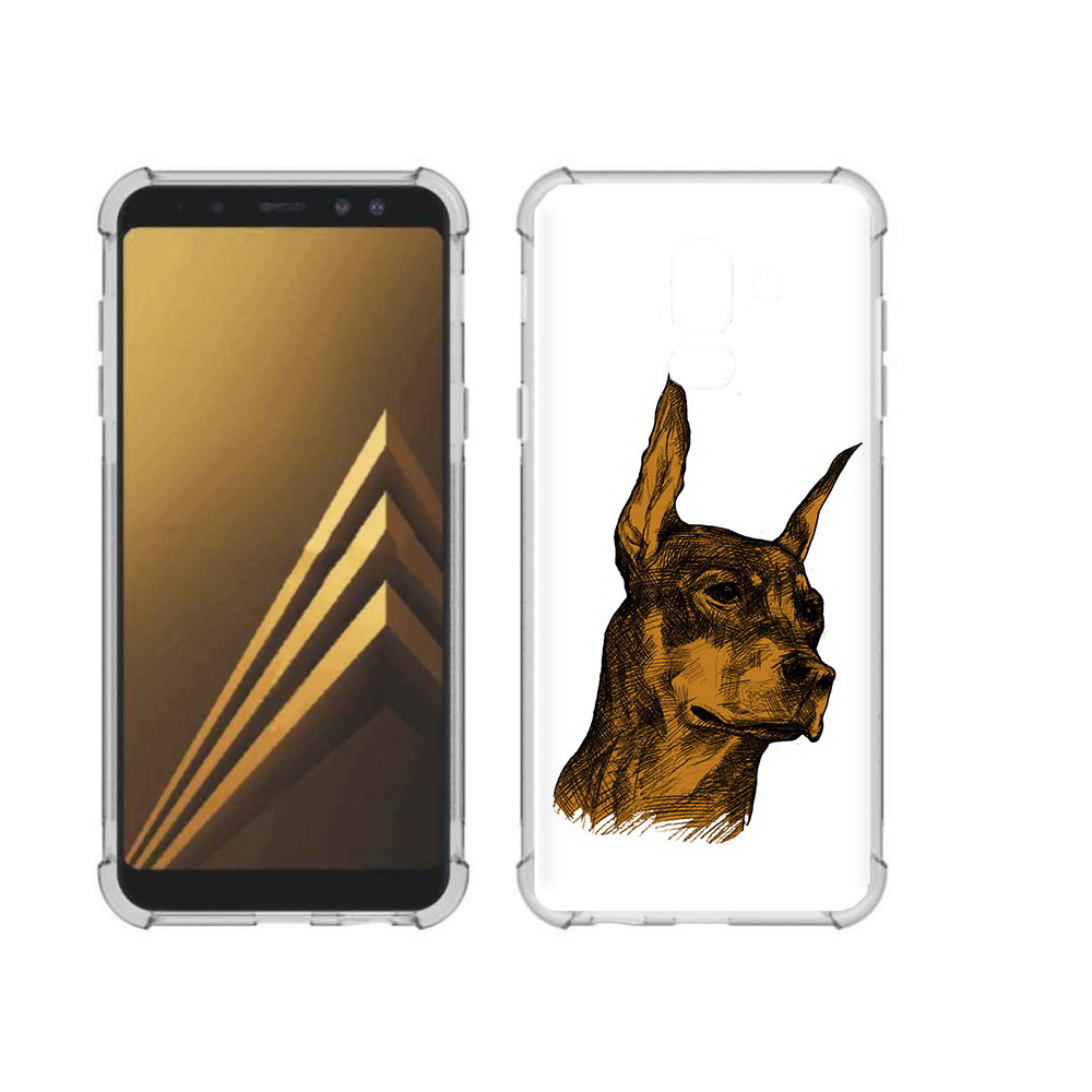 

Чехол MyPads Tocco для Samsung Galaxy A6+ (2018) скетч доберман (PT111520.594.605), Прозрачный, Tocco
