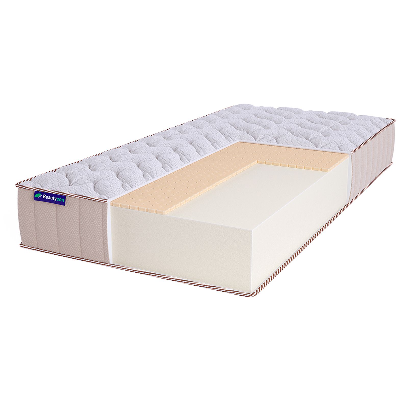 

Матрас BeautySon Roll Foam 18 Latex Lux бесклеевой 105x180x19, Белый;бежевый, Roll Foam 18 Latex Lux