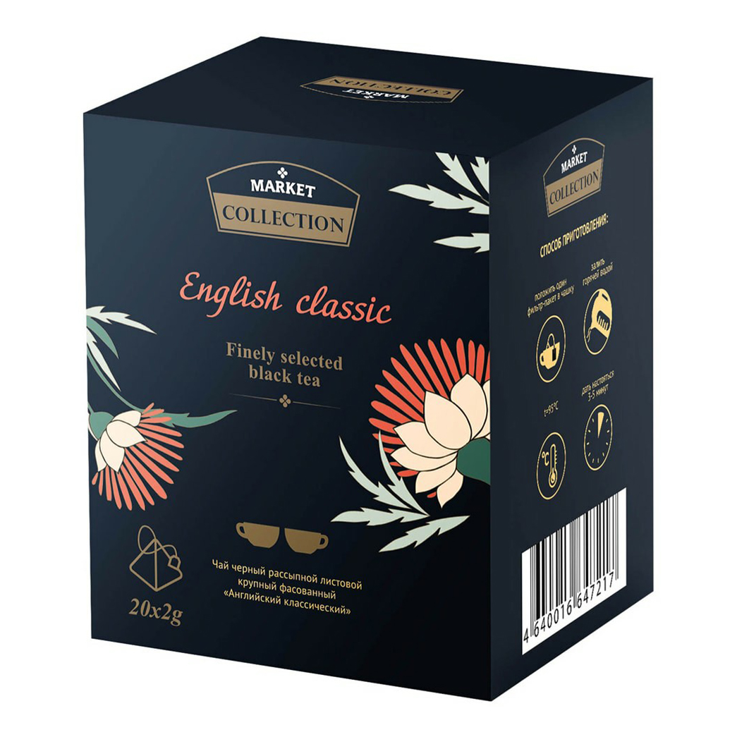 Чай черный Market Collection Английский классический листовой в пакетиках 2 г х 20 шт